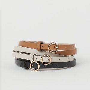 H&M 3-pack Narrow Belts SET OF 3 pre owned XL